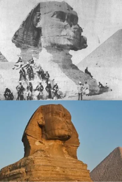 kleopatrixx - Wielki Sfinks "kiedyś i dziś" zdjęcia dzieli różnica ok. 140 lat.

#f...