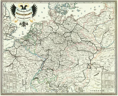 Ikarus_260 - Linie kolejowe w Niemczech i krajach ościennych w 1849. Widoczna Kolej W...