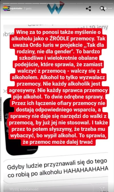 text - I kolejna żelazna logika. 
Alkohol nie jest winny przemocy, bo nie każdy po a...