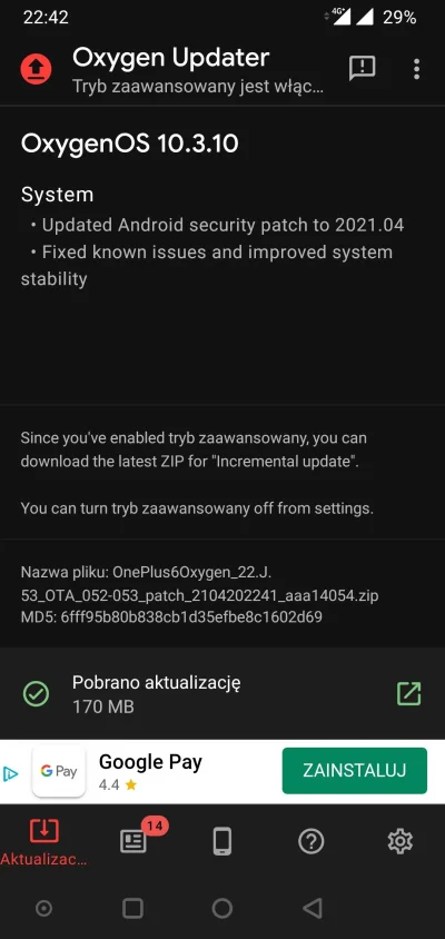 zolwik89 - #oneplus6 

Nie róbcie najnowszej aktualizacji z oxygena. Bateria w oczach...