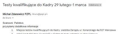 Blaise155 - @fotoskora: Musisz poczekać, aż będą testy do kadry narodowej. Prawdopodo...