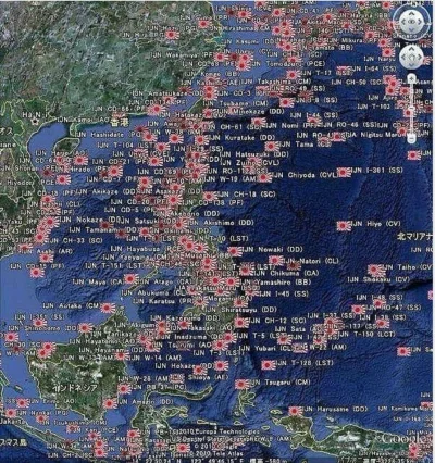 sropo - Mapa przedstawia wszystkie zatopione jednostki japońskie podczas II wojny świ...