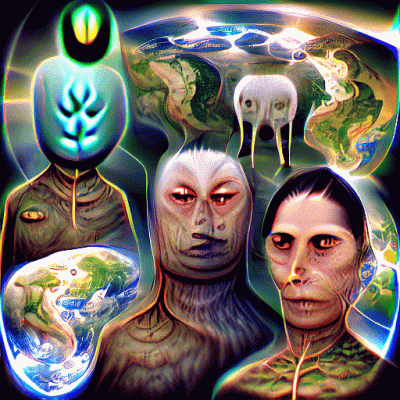 k_suchy - "The beings that control earth" Autor: Sztuczna Inteligencja.