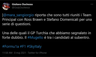 P.....z - > @mara_sangiorgio informuje, że dyrektorzy zespołów spotykają się z Rossem...