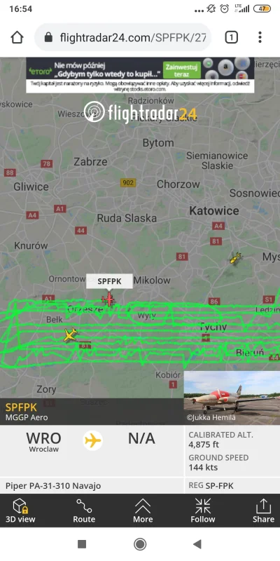 breskali - Ktoś wie co to za samolocik i co on robinad #tychy #bierun ? #flightradar2...