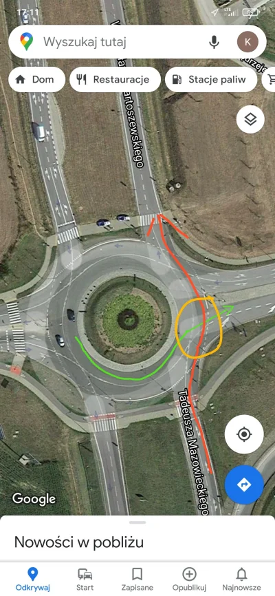 krossmaker - Czy w polu zaznaczonym żółtą linią pojazd jadący czerwoną trasą musi jes...