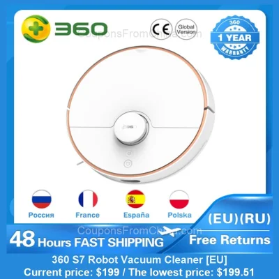 n____S - 360 S7 Robot Vacuum Cleaner [EU]
Cena: $199.00 (najniższa w historii: $199....