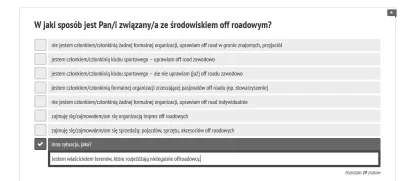 tehm - Fajna ta ankieta, taka jednostronna:
- "W ogóle nie zajmuję się offroadem"
-...