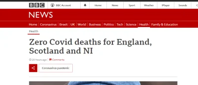 Holiday - 0 śmierci na COVID w Angli, Szkocji, i Irlandii Północnej https://www.bbc.c...