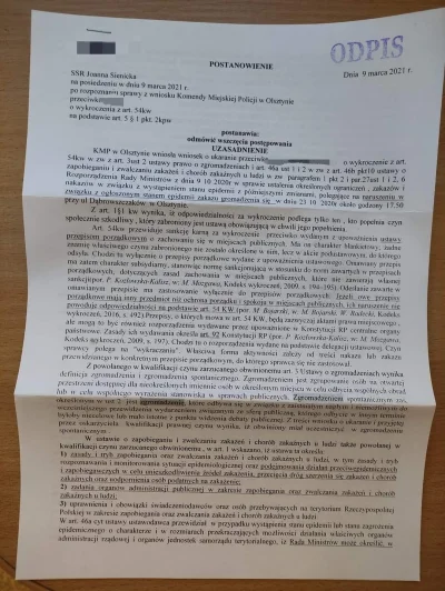 OCIEBATON - Jako ciekawostkę podam, że wobec mnie umorzyli postępowanie. Ten sam prot...