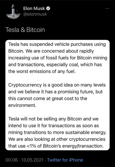 WujekRada - #bitcoin #kryptowaluty 

Tesla przeciw bitcoinowi ( ͡° ͜ʖ ͡°)