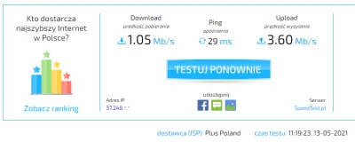 Zlychomikzjecie - A tak działa mega szybki net LTE+ w Plusie ... bez lejka (to i tak ...