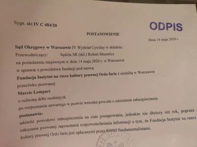 PanWaldemar - Jakby ktoś pytał, to już dalej można legalnie mówić, że Ordo Luris to o...