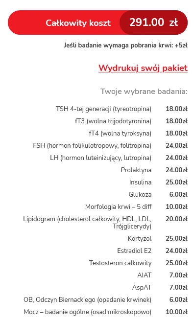 G123 - Czy takie badania są ok? Wyrzucić coś, dodać? Czy ceny są ok czy zawyżone?
24...