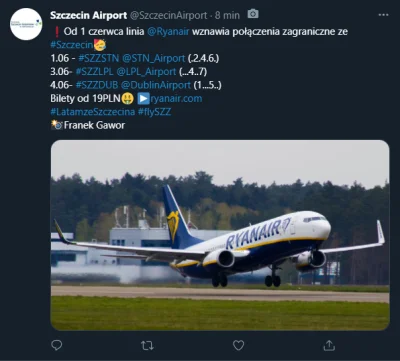 mat9 - Od 1 czerwca linia #ryanair wznawia połączenia zagraniczne ze #szczecin 

 #...