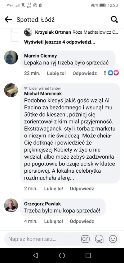 Vittu - Chodzi bezdomny typ po Łodzi i molestuje kobiety, a tu incel już go broni xD
...