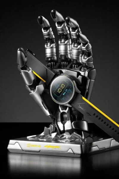 EnJoyyy - OnePlus Watch Cyberpunk 2077 z ładowarką w kształcie ręki Johnny'ego Silver...