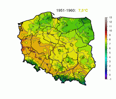 Lifelike - Średnia roczna temperatura w Polsce w kolejnych dekadach
Piotr Djaków, na...