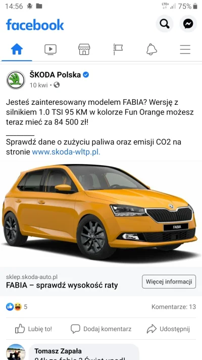 kokus - @mango2018: Jeśli to jest drogow uj, to co powiesz na Fabię za 85k? ¯\\(ツ)\/¯