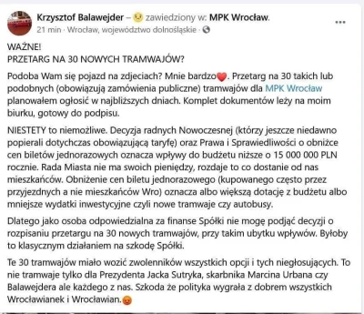 Tommy__ - Krzysio jest zawiedziony szkalowaniem cen biletów ( ͡° ʖ̯ ͡°)
#wroclaw #mpk...