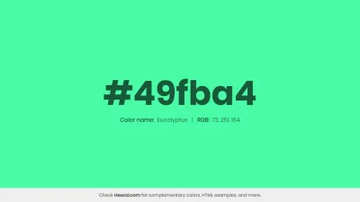 mk27x - Kolor heksadecymalny na dziś:

 #49fba4 Eucalyptus Hex Color - na stronie z...