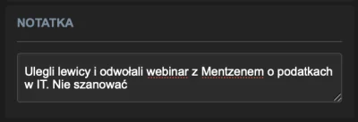 L3stko - > Justjoin.it ulega lewicy i odwołuje webinar z Mentzenem o podatkach w IT
...