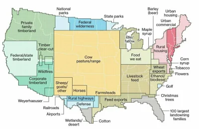 Damasweger - Mapa obrazująca wykorzystanie powierzchni w USA. Jak ogromne połacie ter...