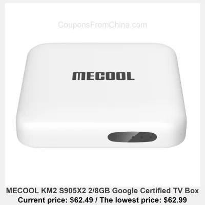 n____S - MECOOL KM2 S905X2 2/8GB Google Certified TV Box
Cena: $62.49 (najniższa w h...