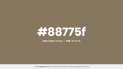 mk27x - Kolor heksadecymalny na dziś:

 #88775f Shadow Hex Color - na stronie znajd...