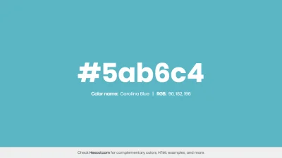 mk27x - Kolor heksadecymalny na dziś:

 #5ab6c4 Carolina Blue Hex Color - na stroni...