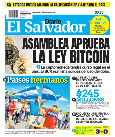 bitcoholic - Okładka gazety z Salvadoru.

Jak widać zbliża się perspektywa możliwoś...