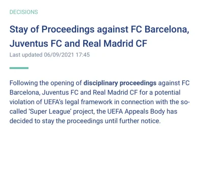 realbs - UEFA wstrzymała postępowanie o wyrzuceniu Juventusu, Realu Madryt oraz FC Ba...