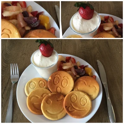 Desstiny - Minkowe pancakesy z kawałkami owoców i bitą śmietaną! (｡◕‿‿◕｡)

#jedzzwyko...