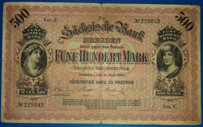 IbraKa - Saksońskie 500 marek z 1890 roku
#numizmatyka #banknoty #pieniadze