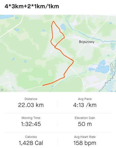 runnerrunner - Taki trening dzisiaj wykonałem. Rozgrzewka jak zwykle około 2 km, późn...