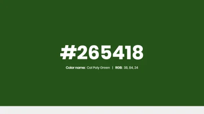 mk27x - Kolor heksadecymalny na dziś:

 #265418 Cal Poly Green Hex Color - na stron...