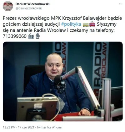 dejbana - Prezes MPK #Wroclaw dziś do dyspozycji słuchaczy ( ͡° ͜ʖ ͡°)