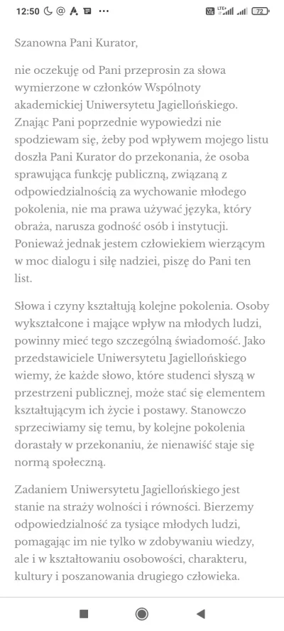 czeskiNetoperek - Odpowiedź Rektora Uniwersytetu Jagiellońskiego na słowa pisowskiej ...