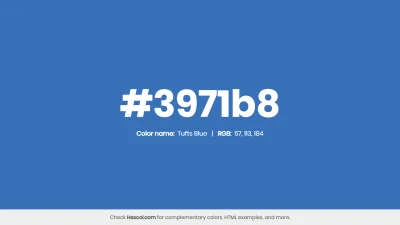 mk27x - Kolor heksadecymalny na dziś:

 #3971b8 Tufts Blue Hex Color - na stronie z...