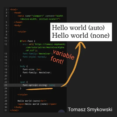tomaszs - Amstelvar to mój ulubiony zmienny font (variable font). Wspiera optyczne sk...