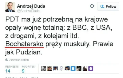 Tarec - "Bohaterstwo" przez "samo h"? Czyli jednak ma słownik w telefonie.