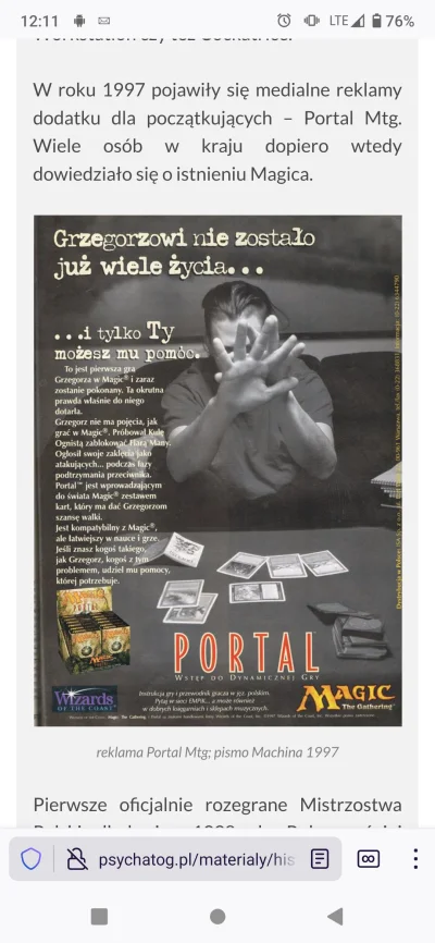 lewymaro - @Phyrexia: zdaje się 1997 rok, Portal w Empikach już był, czyli ściągaliśm...