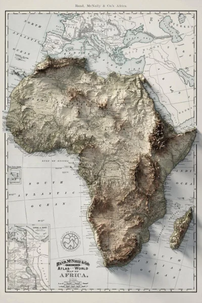 Borealny - Mapa z uwidocznioną topografią Afryki
#geografia #ciekawostki #mapy