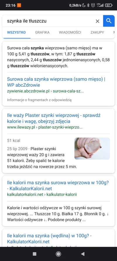 kodijak - Gdzie sama szynka surowa ma od 5 do 10 % tłuszczu. Parówki mają 90% szynki ...