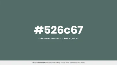 mk27x - Kolor heksadecymalny na dziś:

 #526c67 Stormcloud Hex Color - na stronie z...