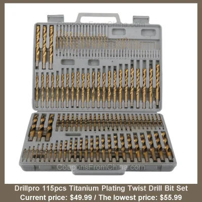n____S - Drillpro 115pcs Titanium Plating Twist Drill Bit Set
Cena: $49.99 (najniższ...