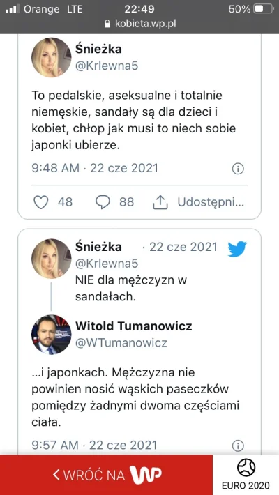 rattamahat - Fragment twitterowych komentarzy z artykułu, podstrony kobieta wp, w któ...