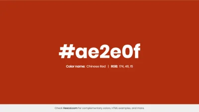 mk27x - Kolor heksadecymalny na dziś:

 #ae2e0f Chinese Red Hex Color - na stronie ...