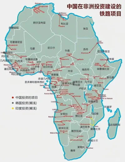 4pietrowydrapaczchmur - Plany budowy linii kolejowych w #afryka przez #chiny (czerwon...