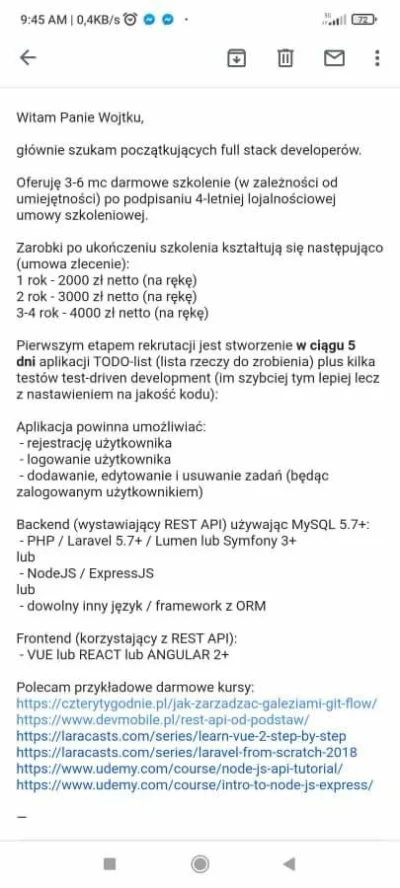 hanyska2 - O Cie xDD
Obczajcie jaką ofertę dostał mój chłopak w #programowanie #krako...